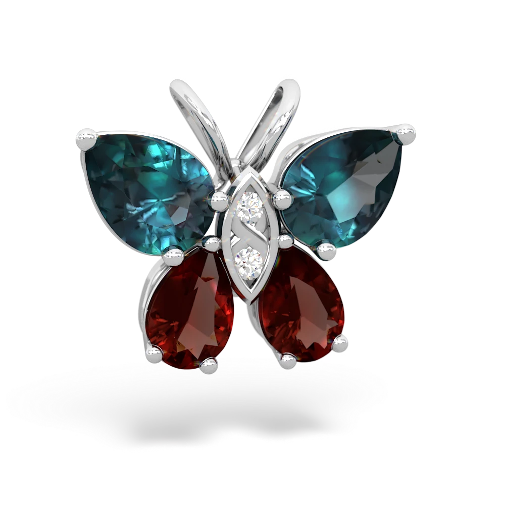 Alexandrite Butterfly 14K White Gold pendant P2215