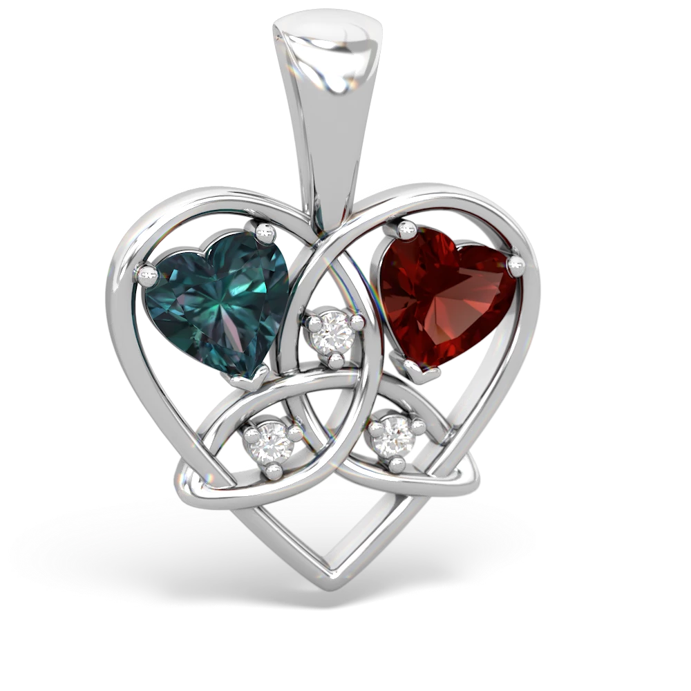 Alexandrite Celtic Trinity Heart 14K White Gold pendant P5331