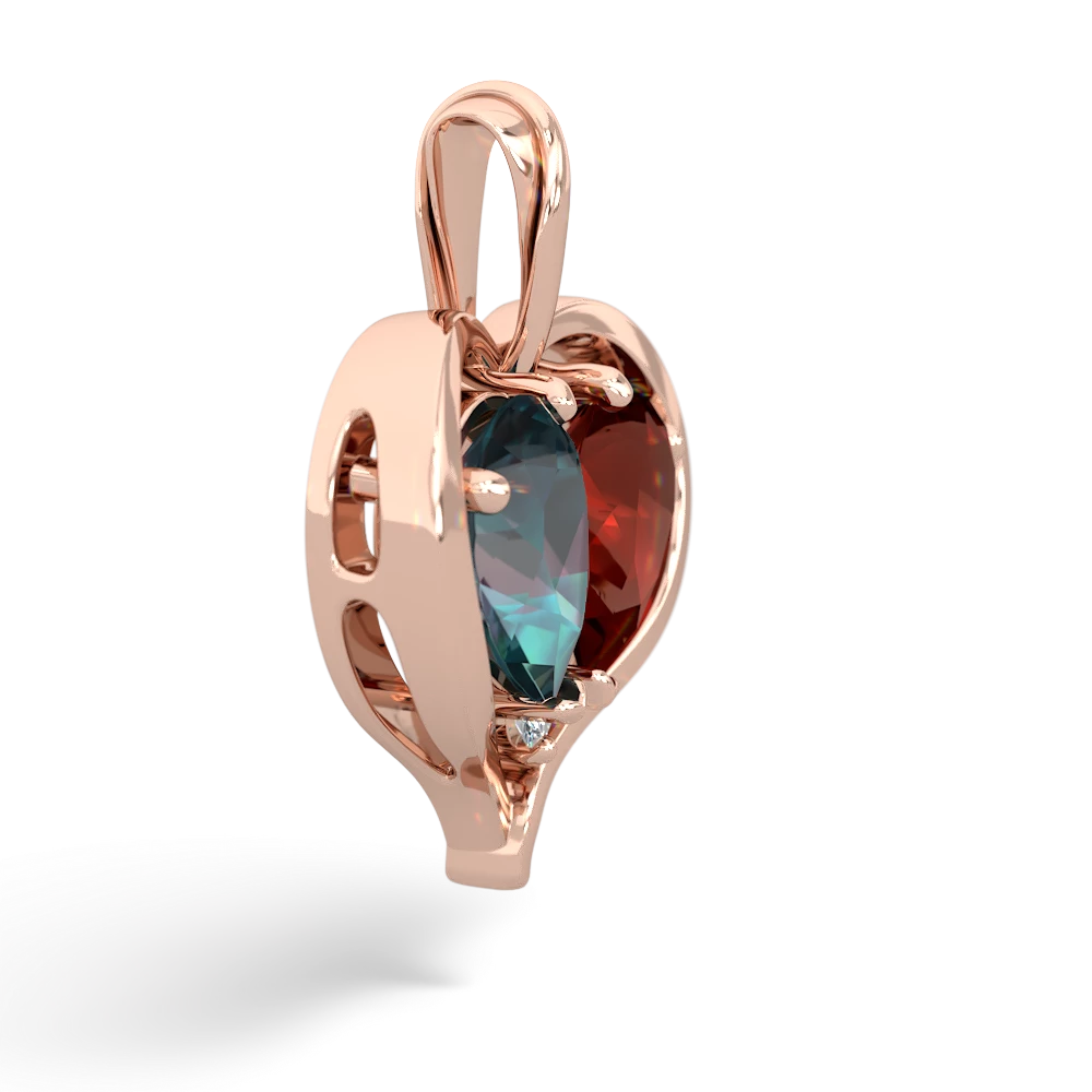 Alexandrite Two Become One 14K Rose Gold pendant P5330