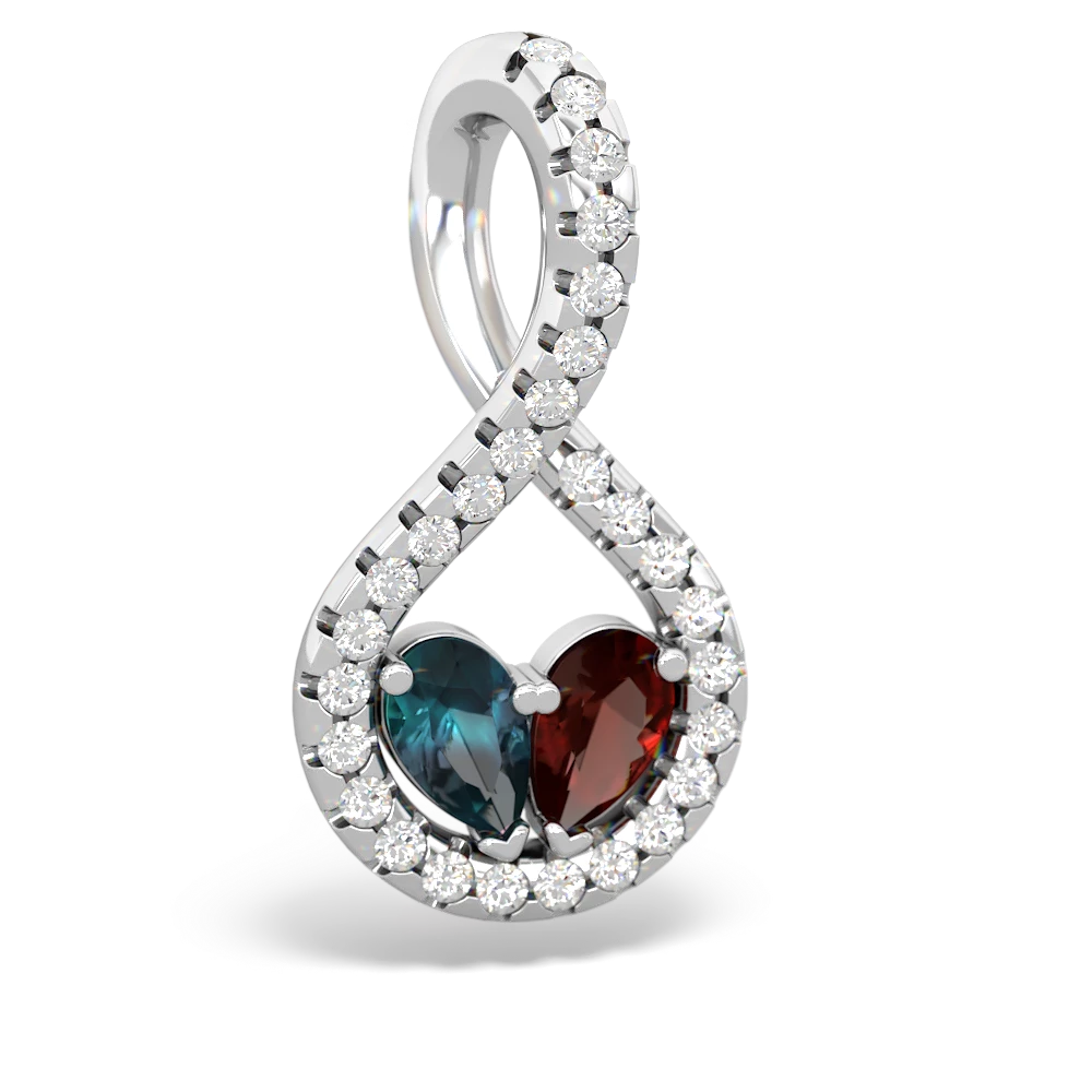 Alexandrite Pave Twist 'One Heart' 14K White Gold pendant P5360