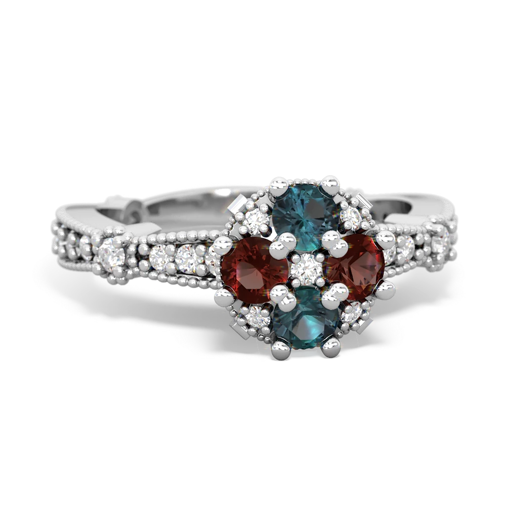 Alexandrite Sparkling Tiara Cluster 14K White Gold ring R26293RD