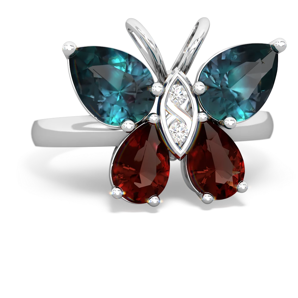 Alexandrite Butterfly 14K White Gold ring R2215