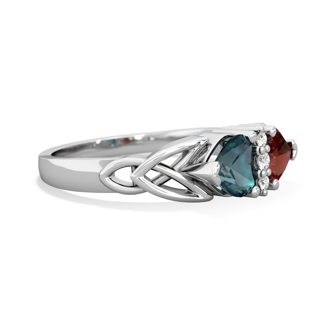 Alexandrite Celtic Knot Double Heart 14K White Gold ring R5040