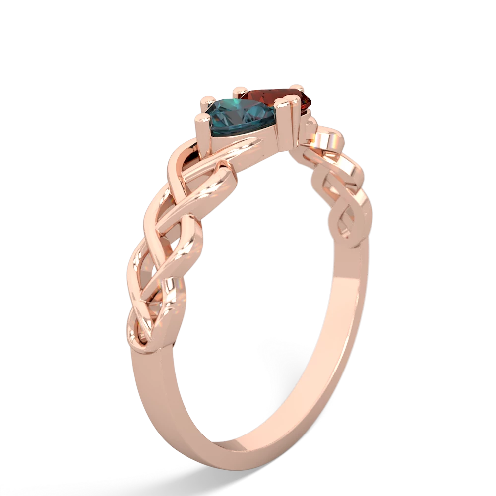 Alexandrite Heart To Heart Braid 14K Rose Gold ring R5870