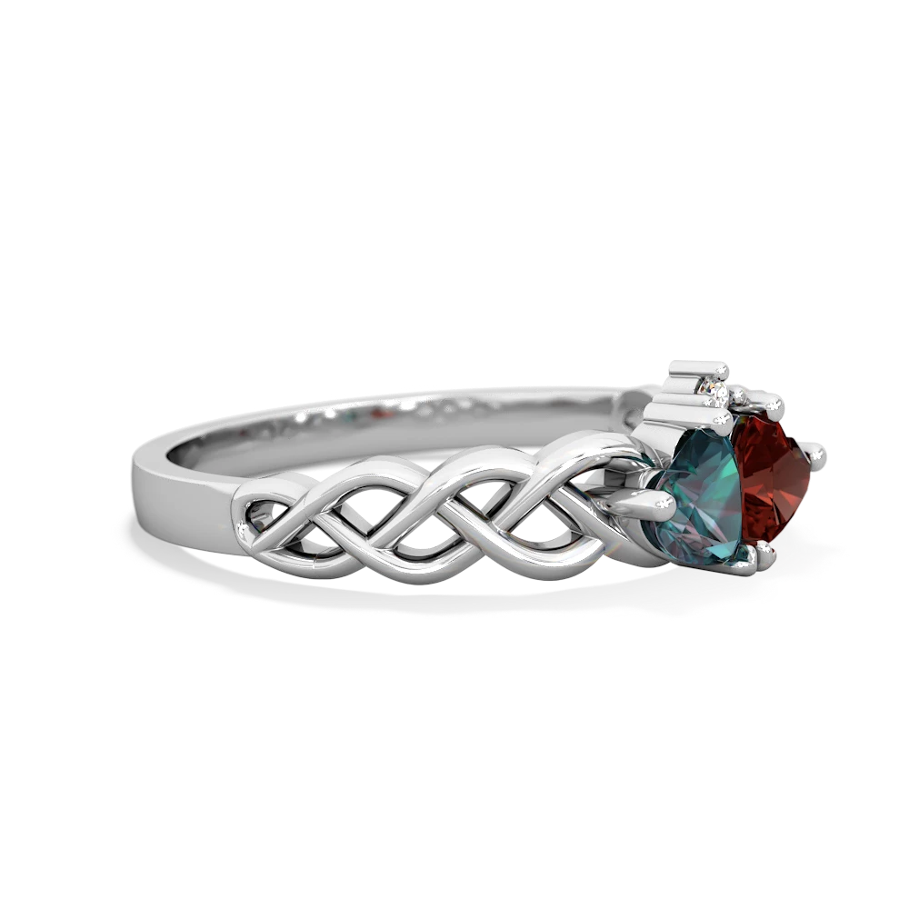 Alexandrite Heart To Heart Braid 14K White Gold ring R5870