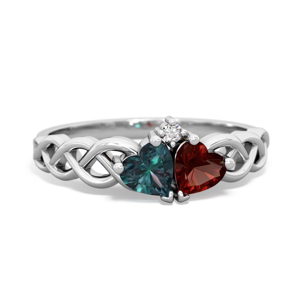 Alexandrite Heart To Heart Braid 14K White Gold ring R5870