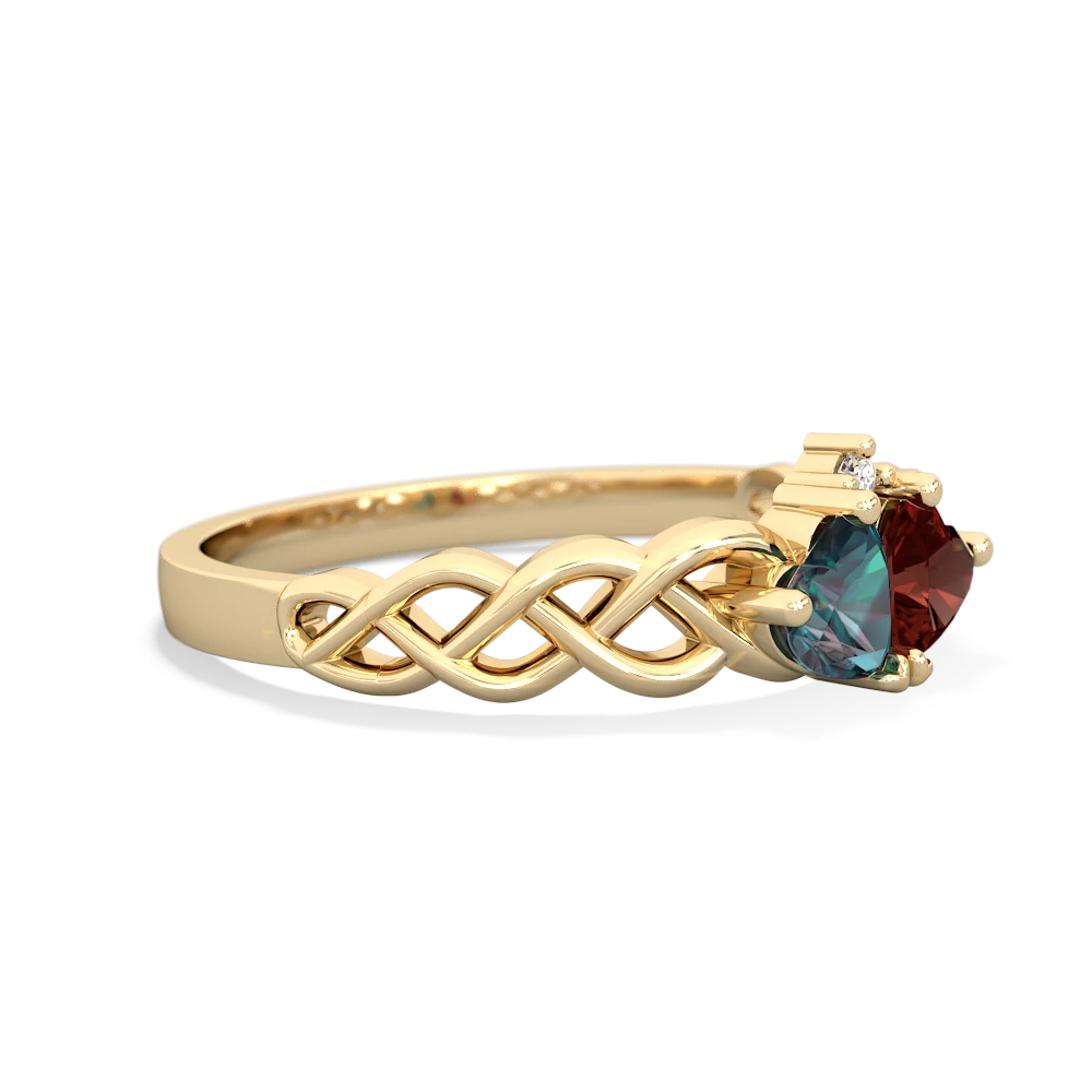 Alexandrite Heart To Heart Braid 14K Yellow Gold ring R5870