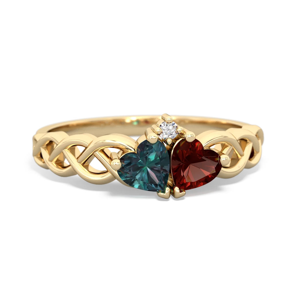 Alexandrite Heart To Heart Braid 14K Yellow Gold ring R5870