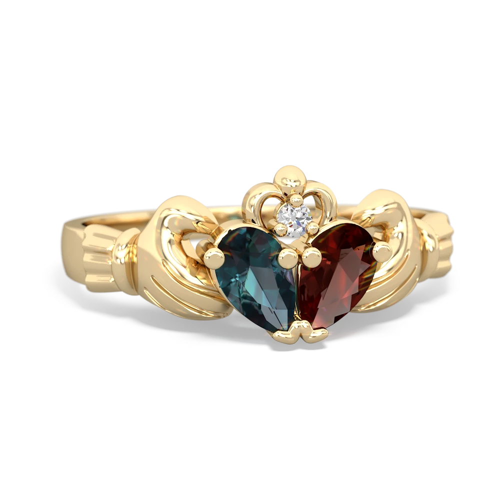 Alexandrite 'Our Heart' Claddagh 14K Yellow Gold ring R2388