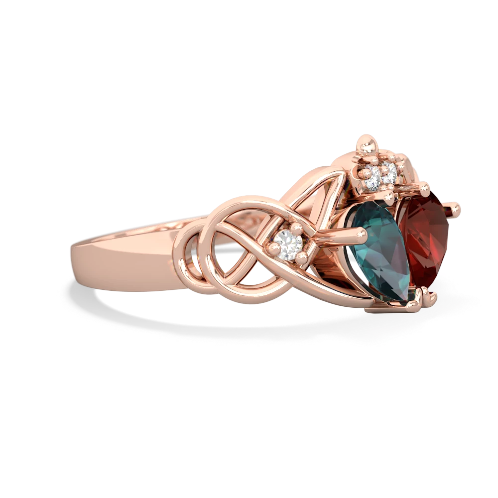 Alexandrite 'One Heart' Celtic Knot Claddagh 14K Rose Gold ring R5322