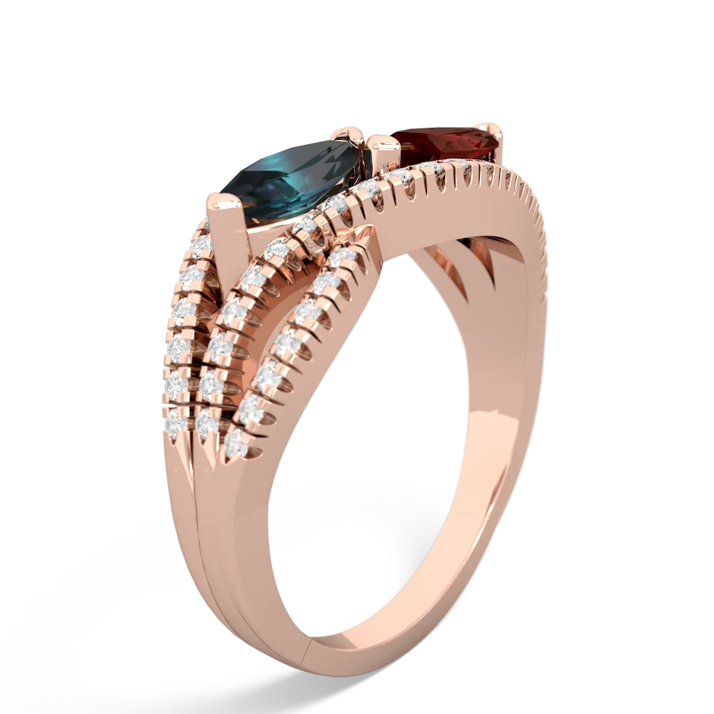 Alexandrite Diamond Rivers 14K Rose Gold ring R3070