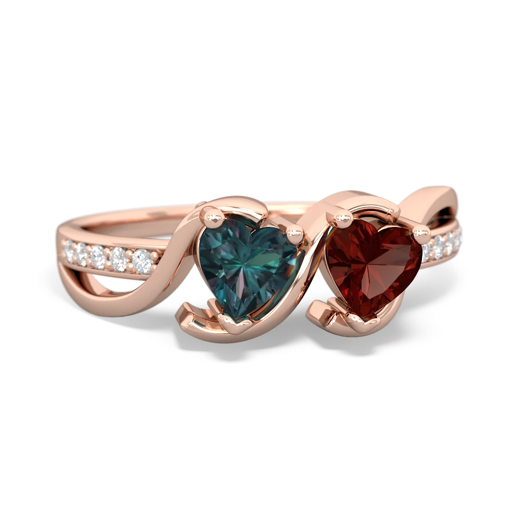 Alexandrite Side By Side 14K Rose Gold ring R3090