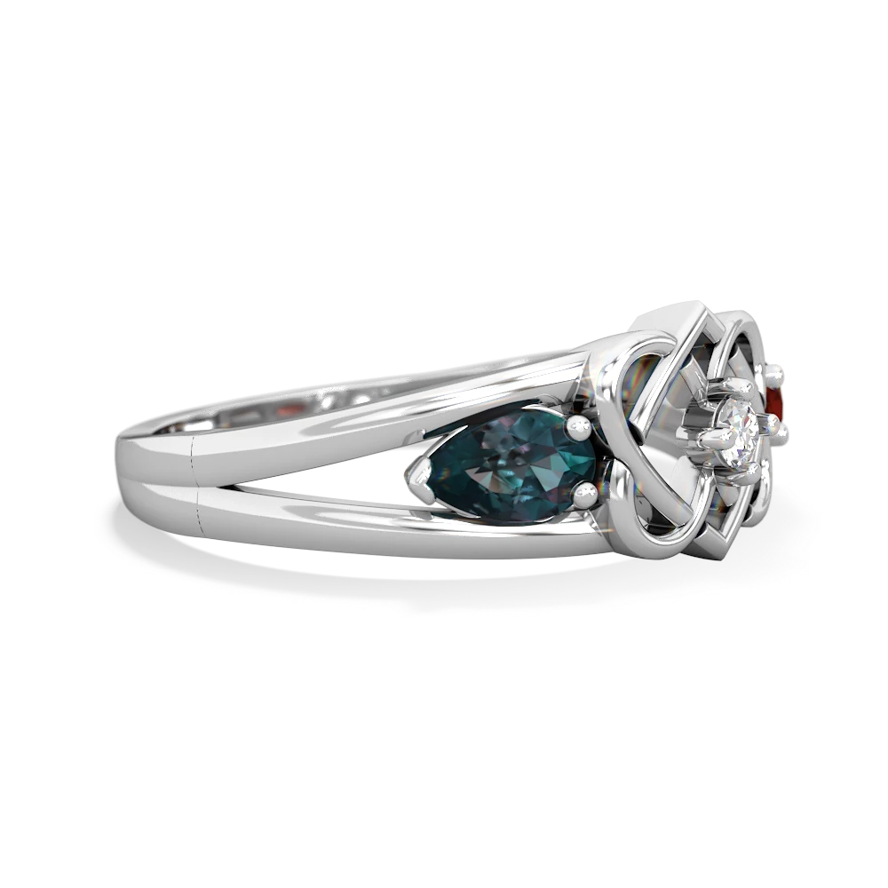 Alexandrite Hearts Intertwined 14K White Gold ring R5880