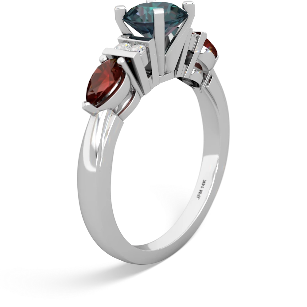 Alexandrite 6Mm Round Eternal Embrace Engagement 14K White Gold ring R2005