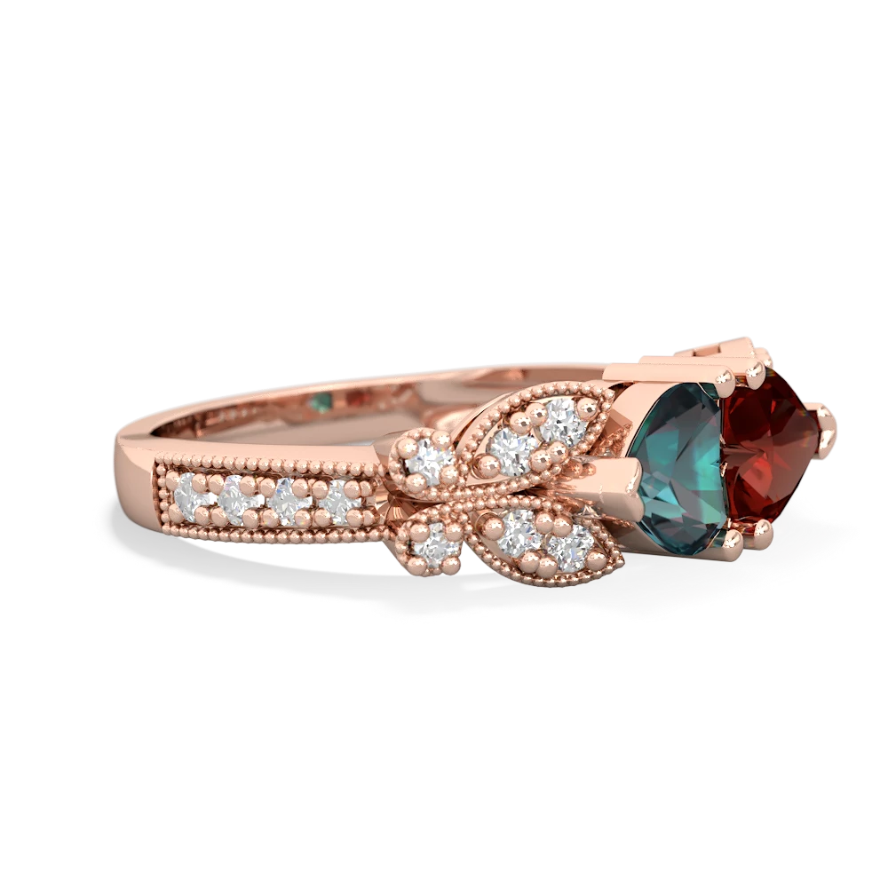 Alexandrite Diamond Butterflies 14K Rose Gold ring R5601