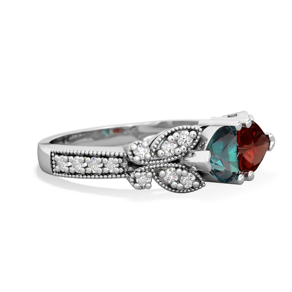 Alexandrite Diamond Butterflies 14K White Gold ring R5601
