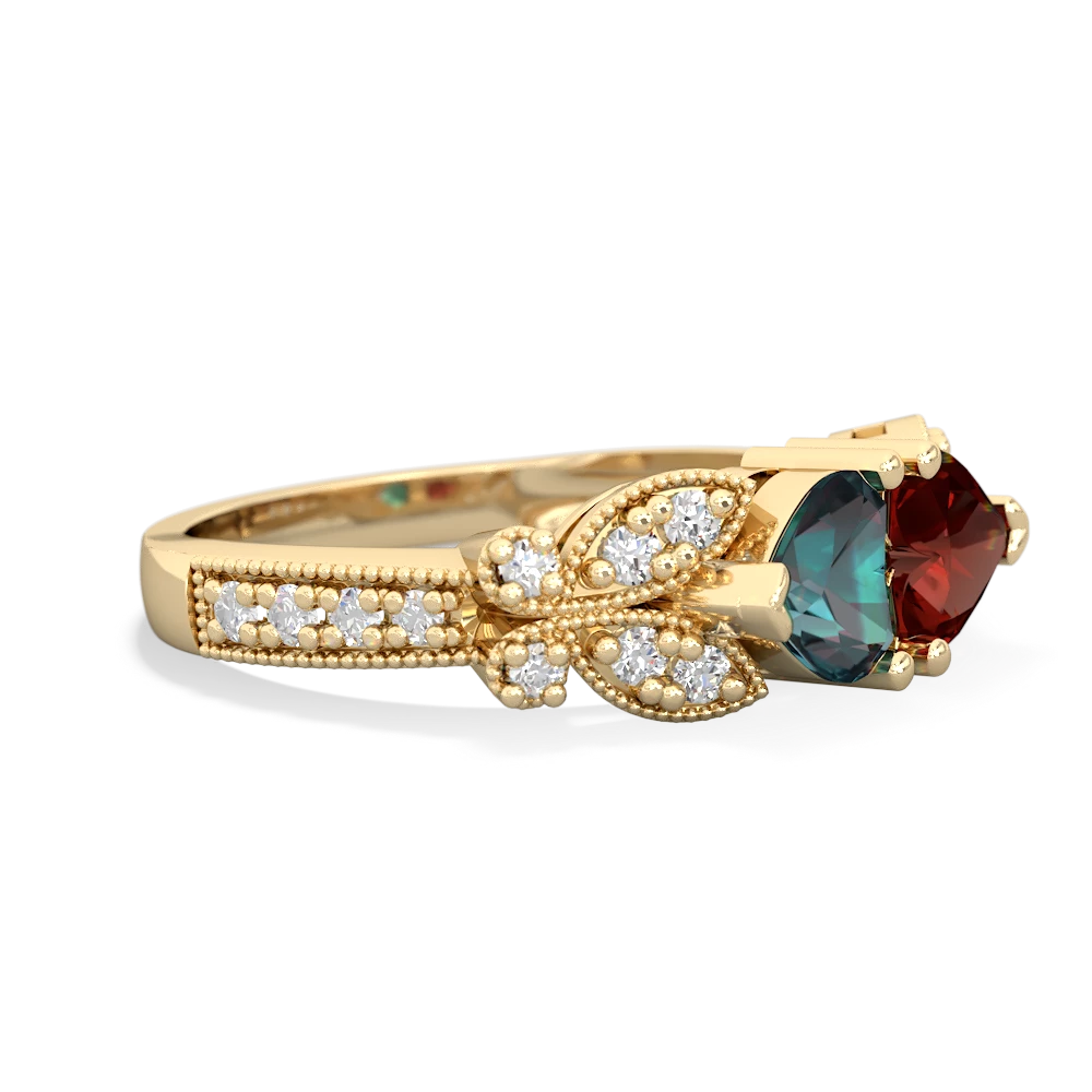 Alexandrite Diamond Butterflies 14K Yellow Gold ring R5601