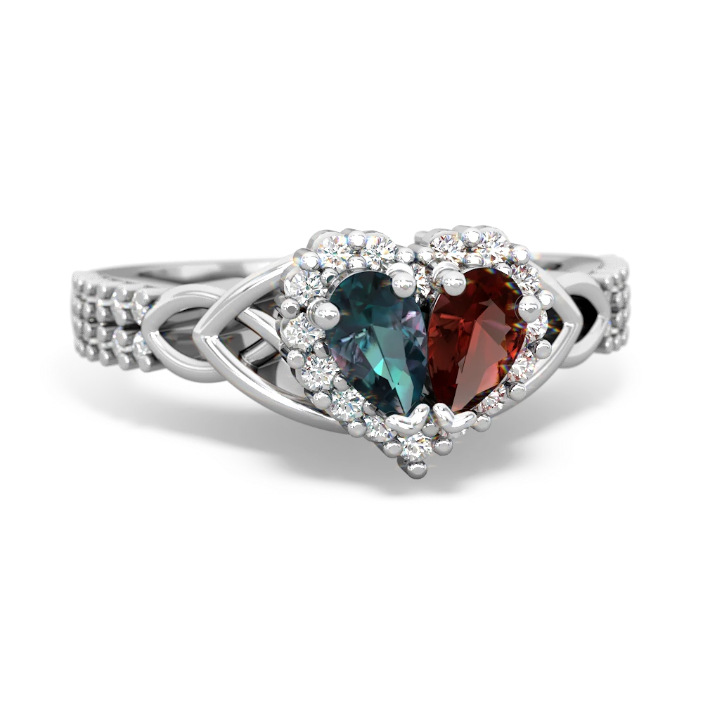 Alexandrite Celtic Knot Two Hearts As One 14K White Gold ring R2644HRT