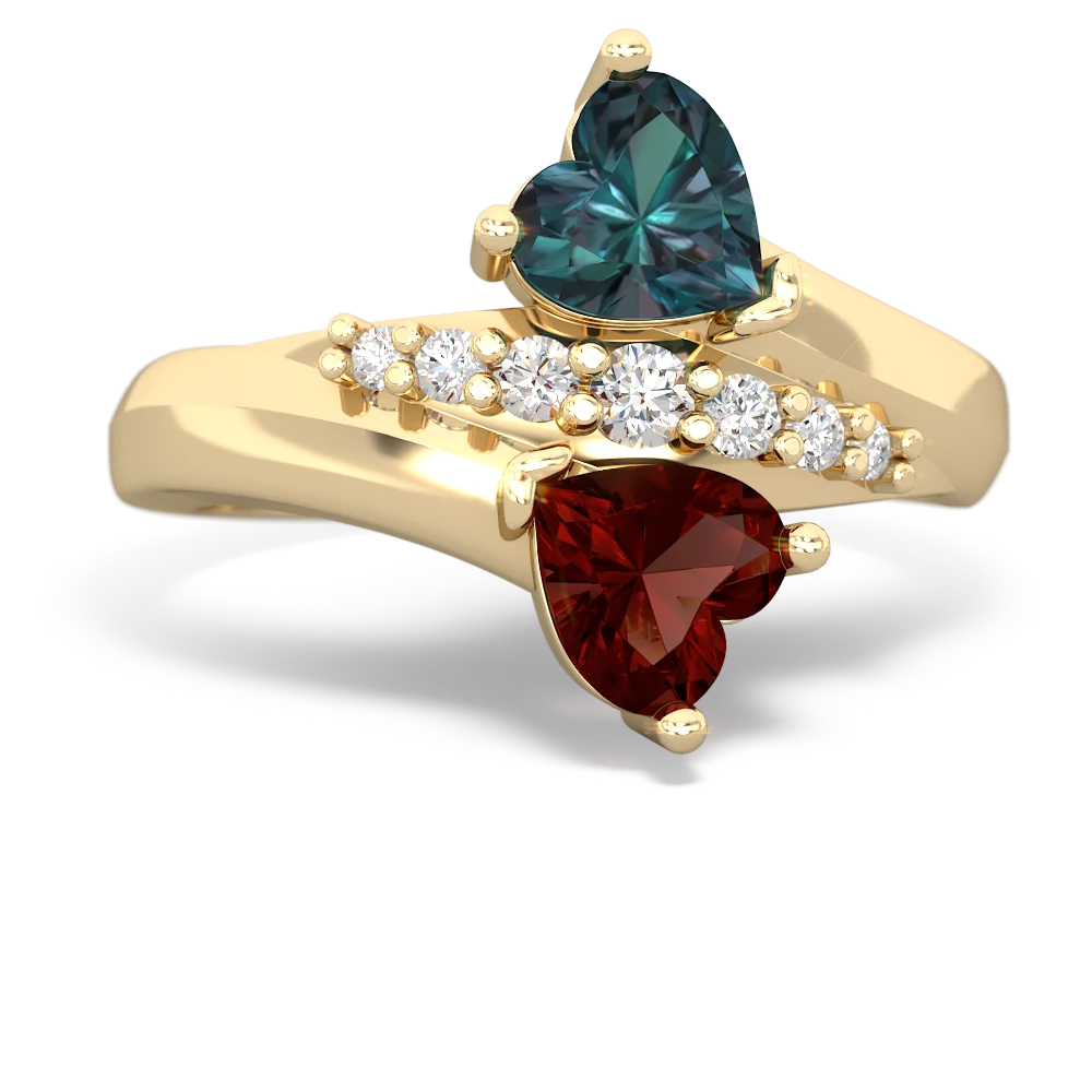 Alexandrite Heart To Heart 14K Yellow Gold ring R2064