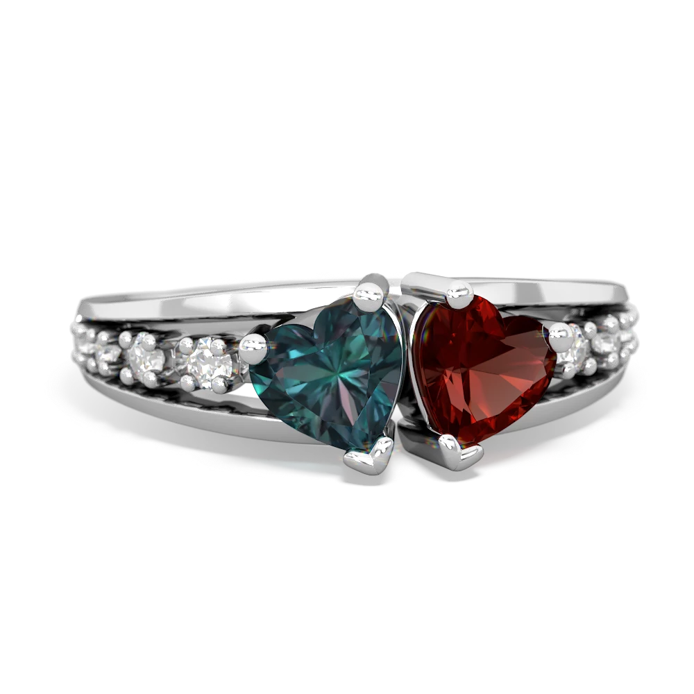 Alexandrite Heart To Heart 14K White Gold ring R3342