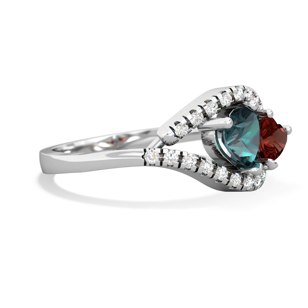 Alexandrite Mother And Child 14K White Gold ring R3010