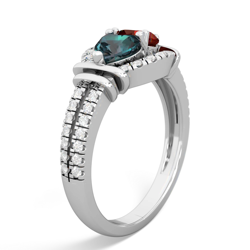 Alexandrite Art-Deco Keepsake 14K White Gold ring R5630