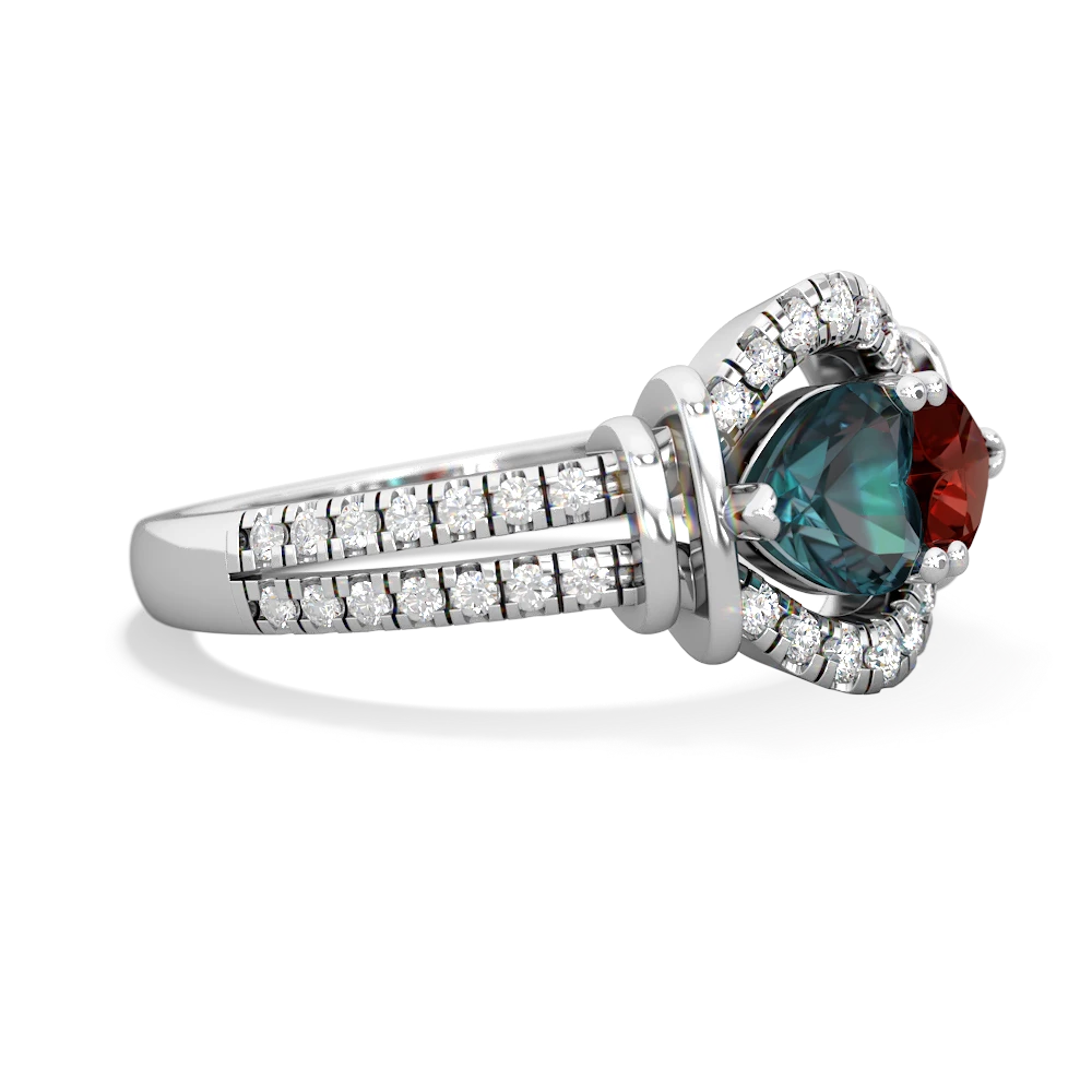 Alexandrite Art-Deco Keepsake 14K White Gold ring R5630