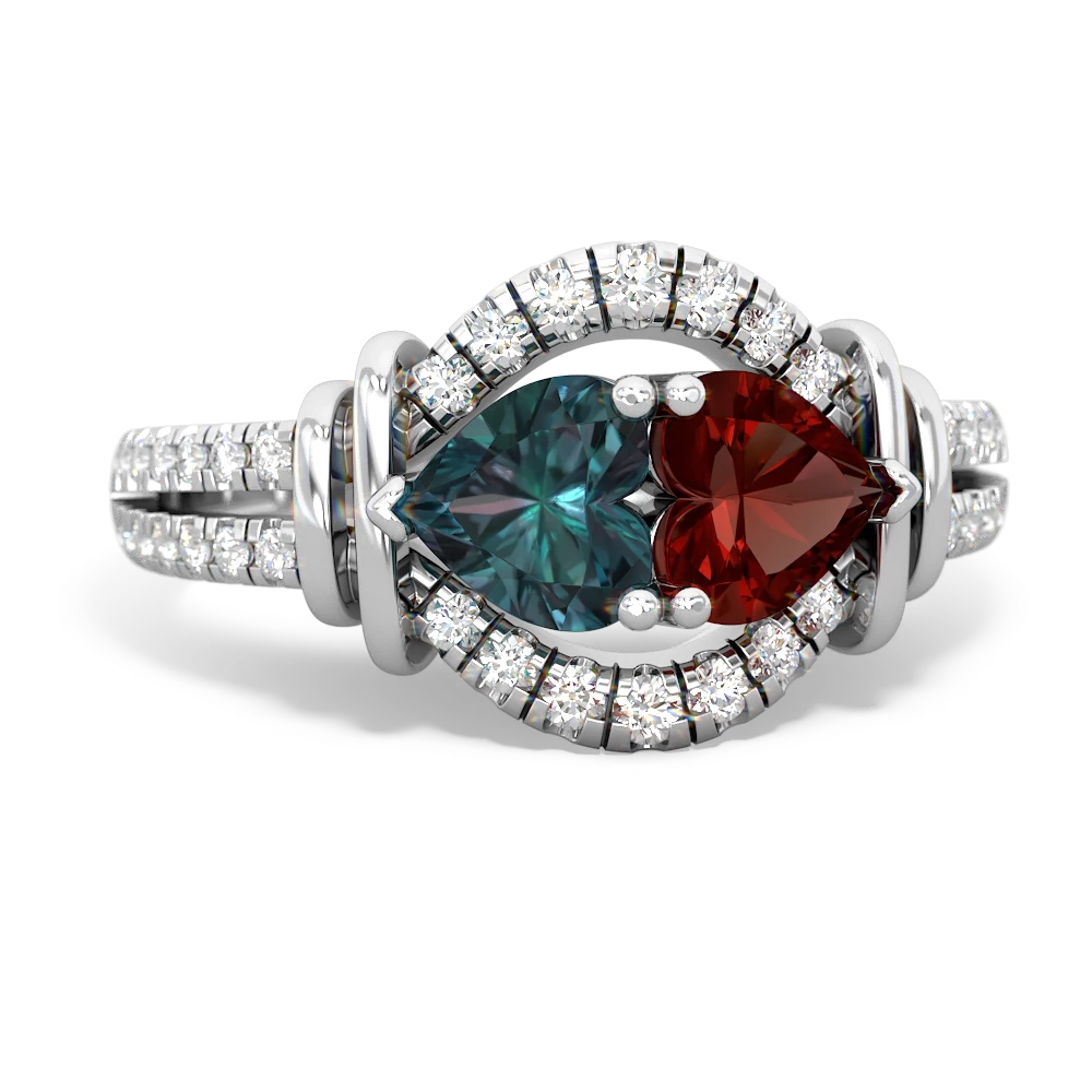 Alexandrite Art-Deco Keepsake 14K White Gold ring R5630