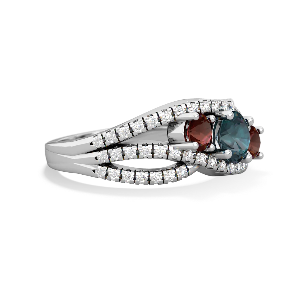 Alexandrite Three Stone Aurora 14K White Gold ring R3080