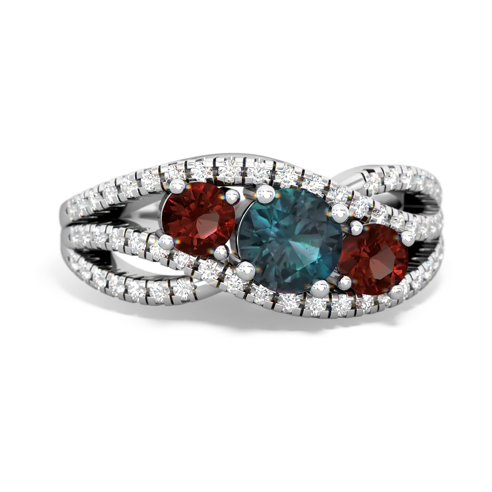 Alexandrite Three Stone Aurora 14K White Gold ring R3080