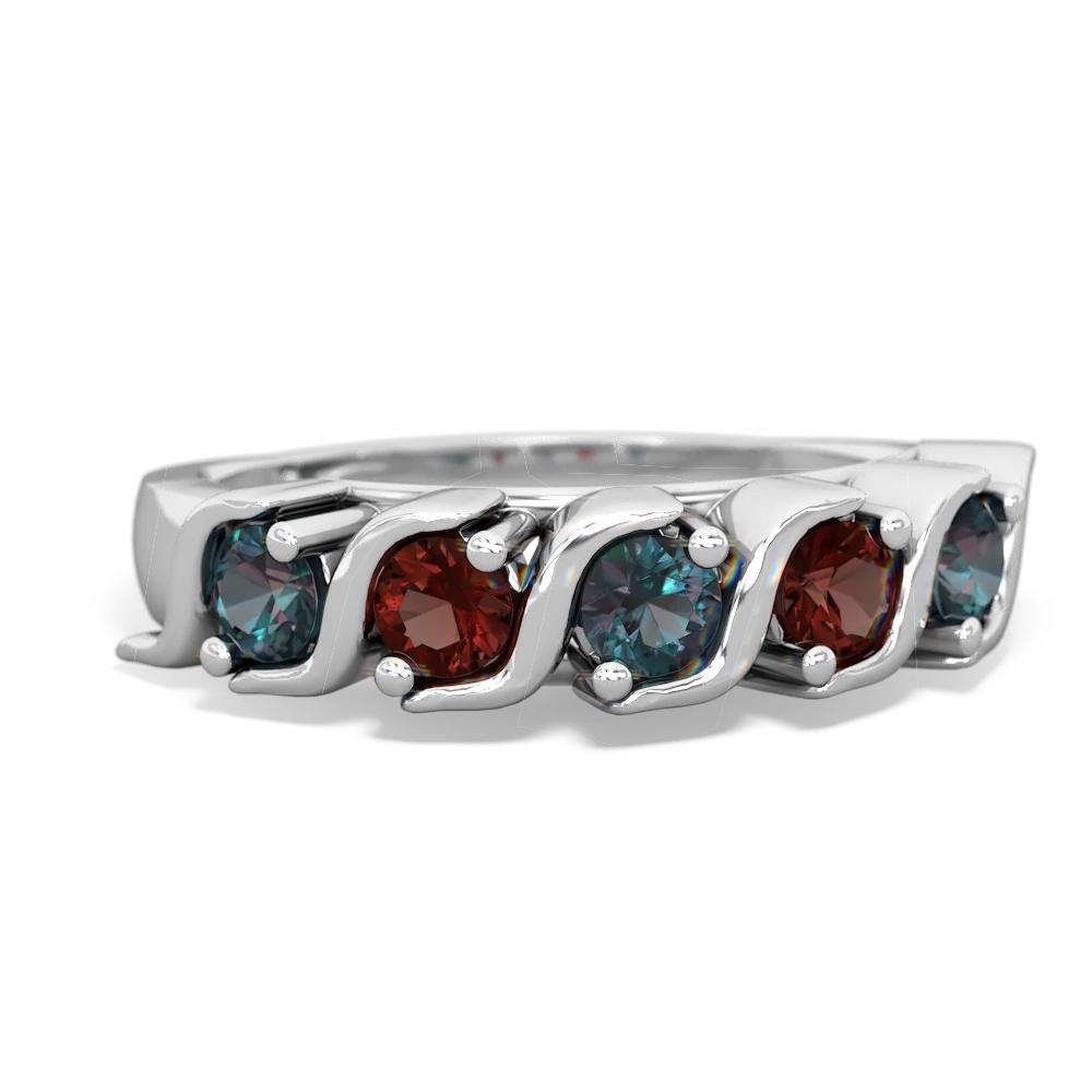 Alexandrite Anniversary Band 14K White Gold ring R2089