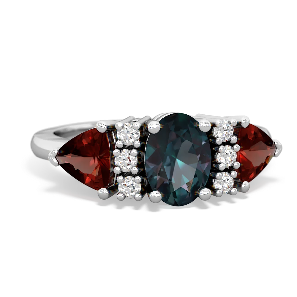 Alexandrite Antique Style Three Stone 14K White Gold ring R2186