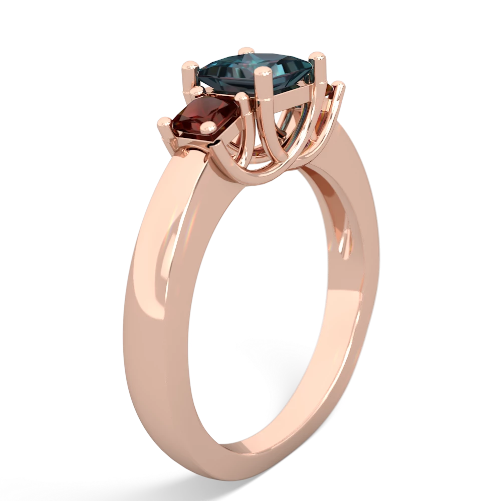 Alexandrite Three Stone Trellis 14K Rose Gold ring R4015