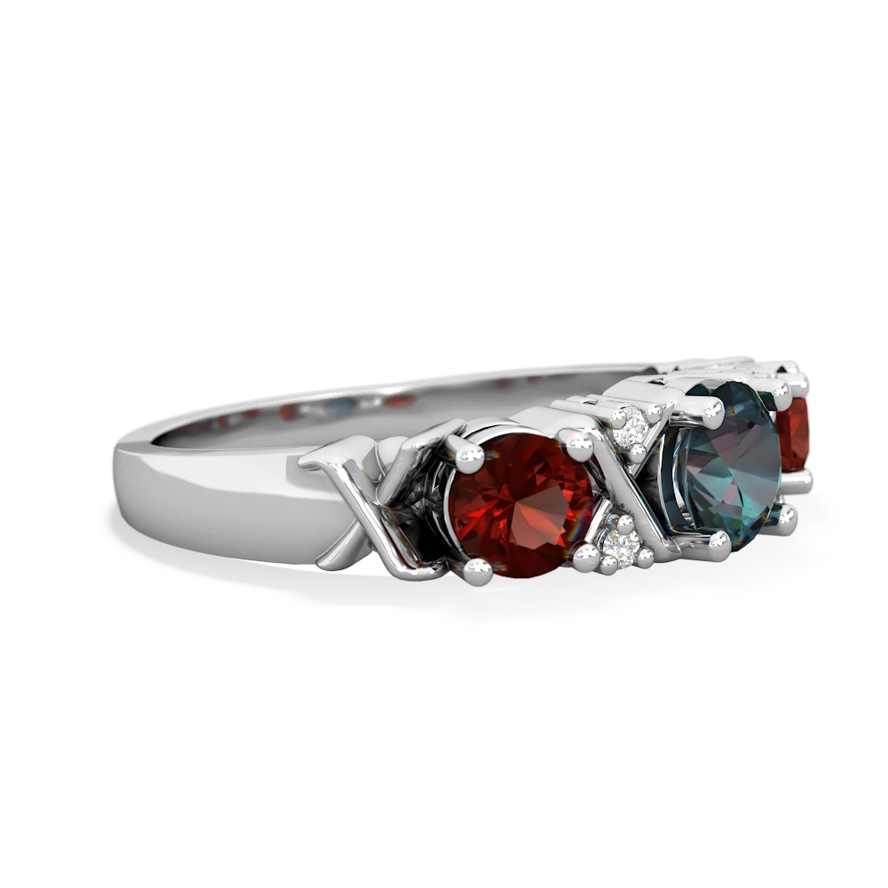 Alexandrite Hugs And Kisses 14K White Gold ring R5016