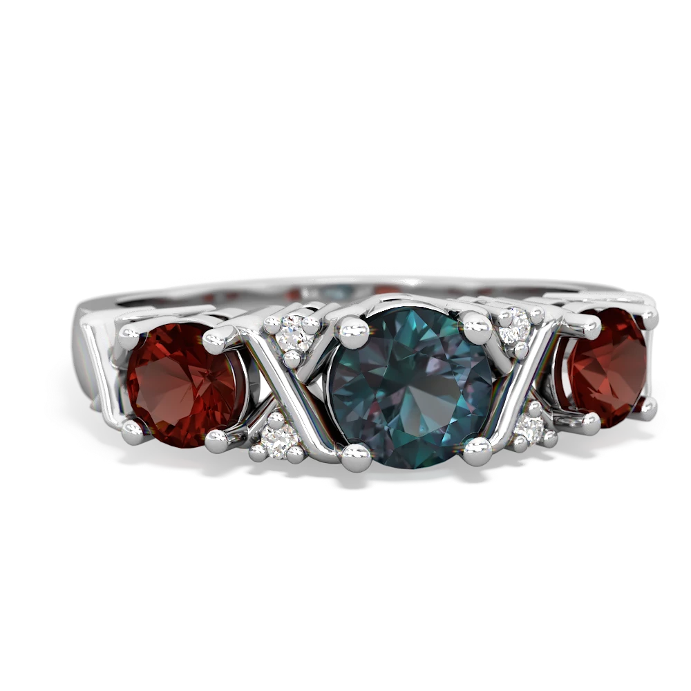 Alexandrite Hugs And Kisses 14K White Gold ring R5016