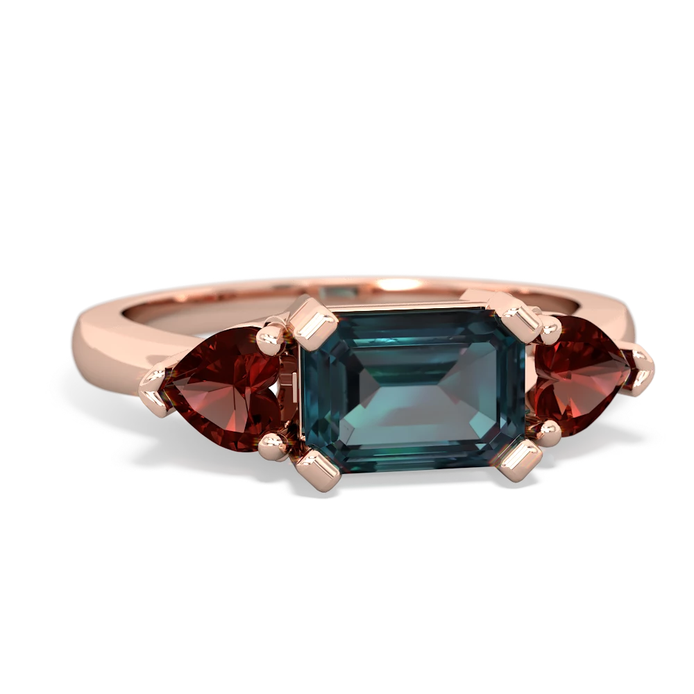 Alexandrite Three Stone 14K Rose Gold ring R5235