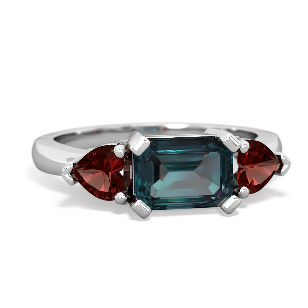 Alexandrite Three Stone 14K White Gold ring R5235