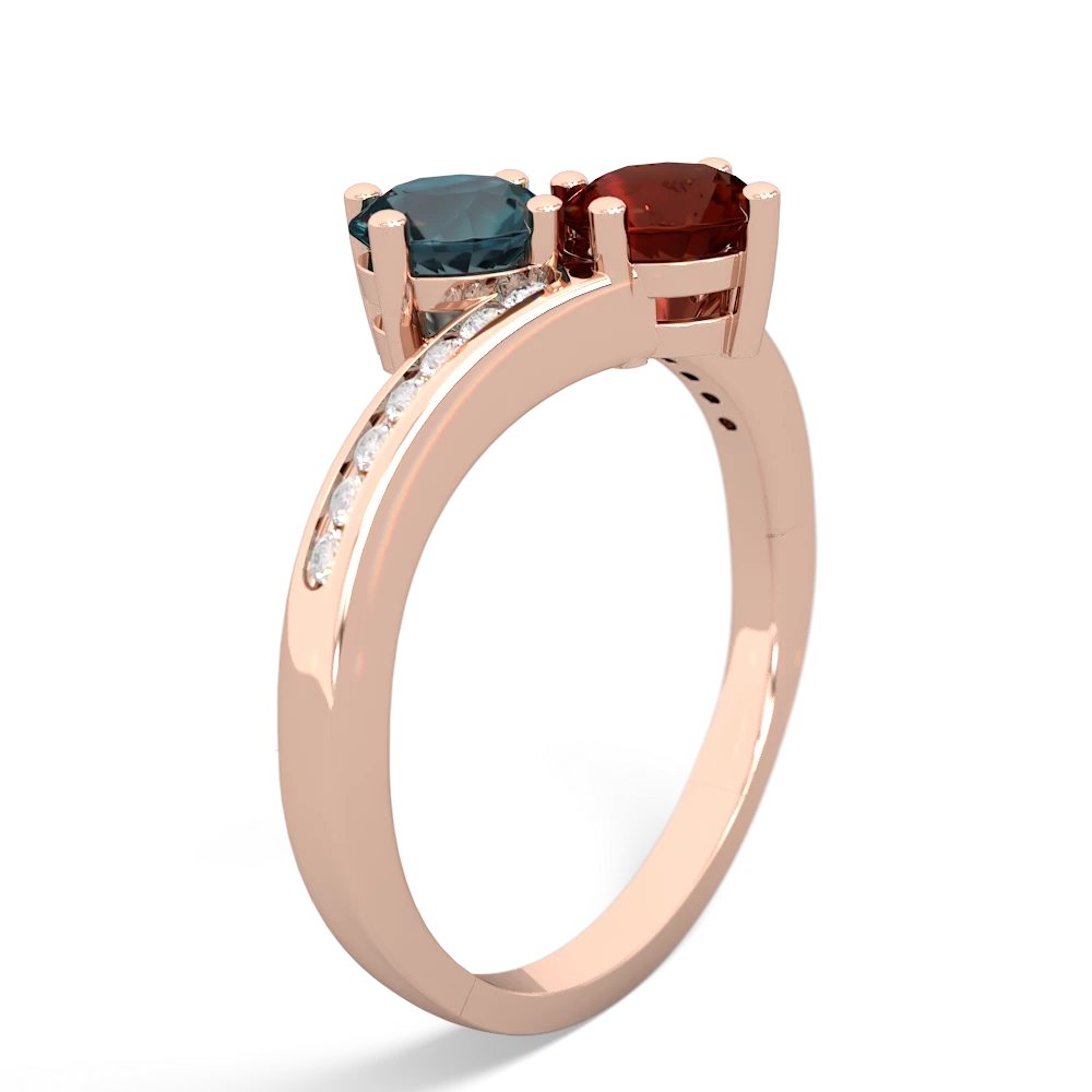 Alexandrite Channel Set Two Stone 14K Rose Gold ring R5303