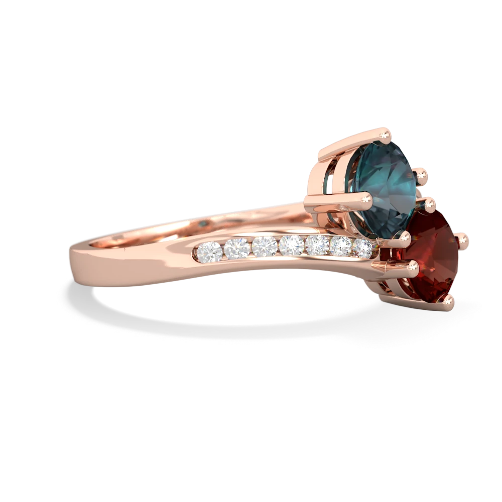 Alexandrite Channel Set Two Stone 14K Rose Gold ring R5303