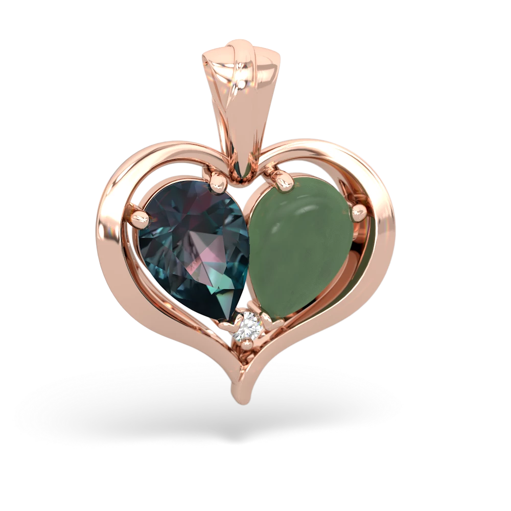 Alexandrite Two Become One 14K Rose Gold pendant P5330