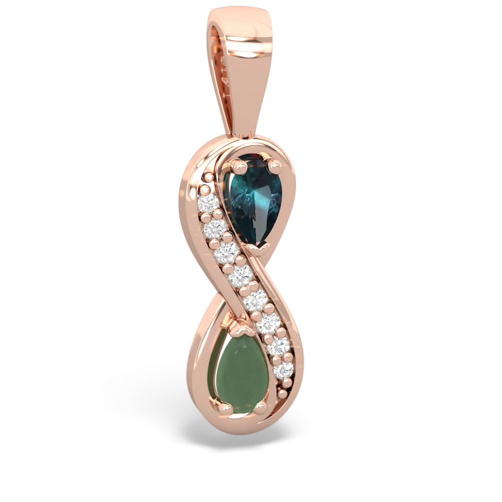 Alexandrite Diamond Infinity 14K Rose Gold pendant P5390