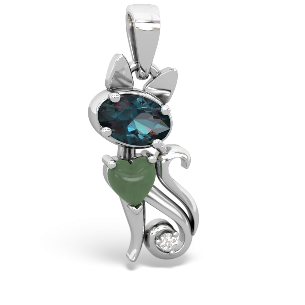 Alexandrite Kitten 14K White Gold pendant P5780