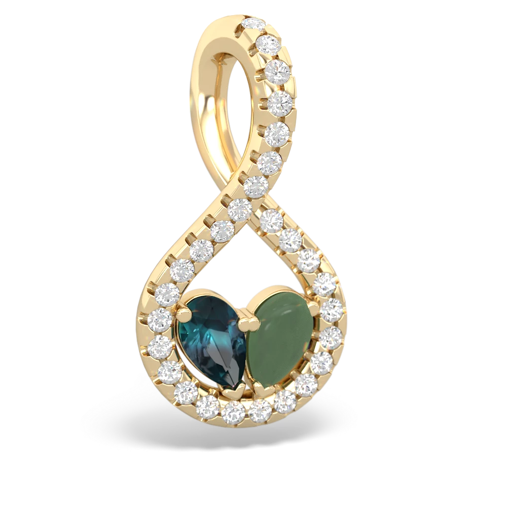 Alexandrite Pave Twist 'One Heart' 14K Yellow Gold pendant P5360