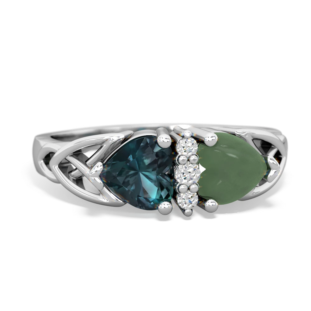 Alexandrite Celtic Knot Double Heart 14K White Gold ring R5040