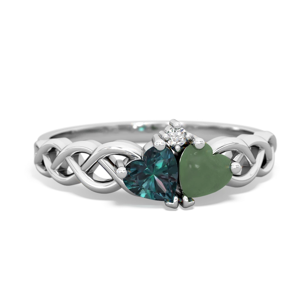 Alexandrite Heart To Heart Braid 14K White Gold ring R5870