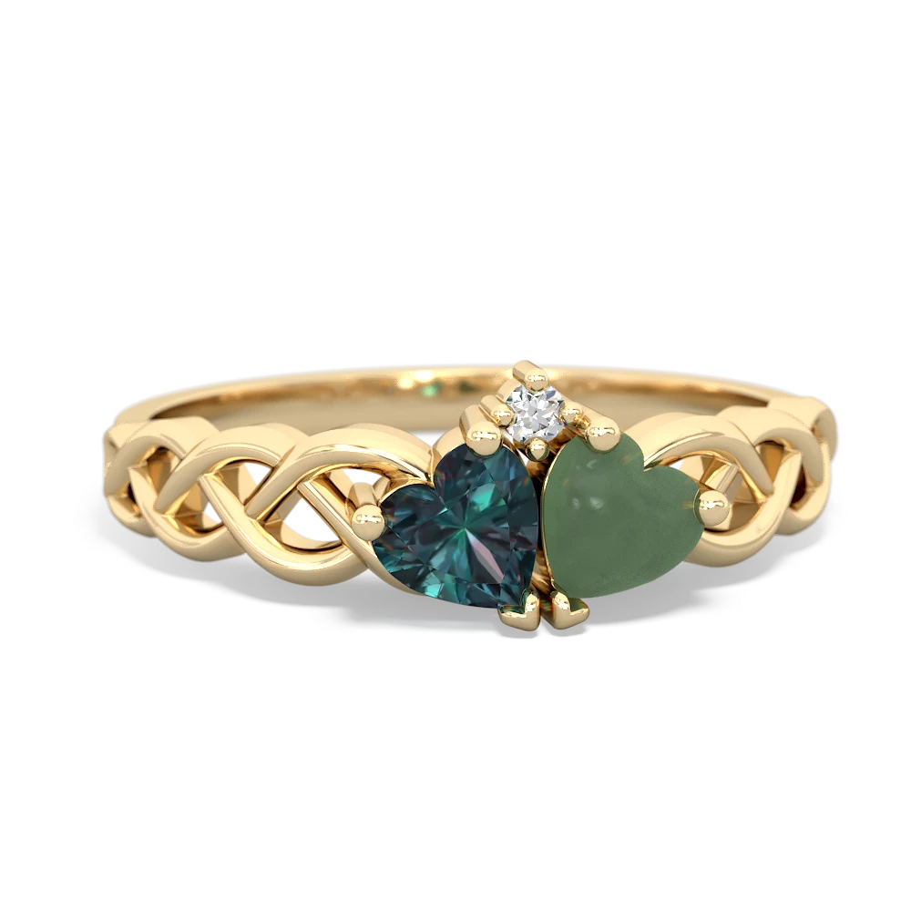 Alexandrite Heart To Heart Braid 14K Yellow Gold ring R5870