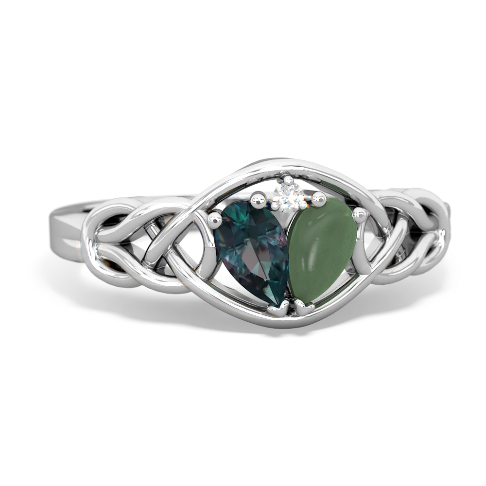 Alexandrite Celtic Love Knot 14K White Gold ring R5420