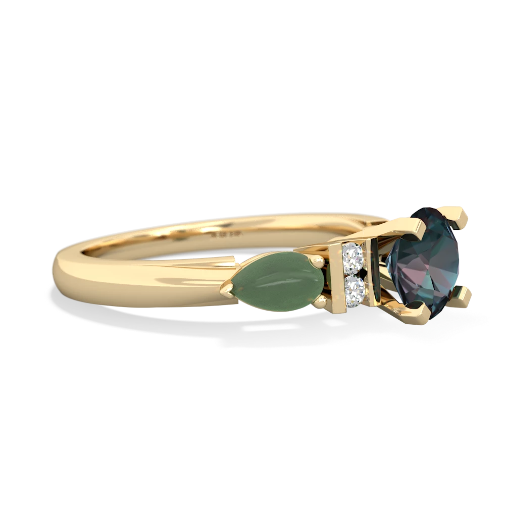 Alexandrite 6Mm Round Eternal Embrace Engagement 14K Yellow Gold ring R2005