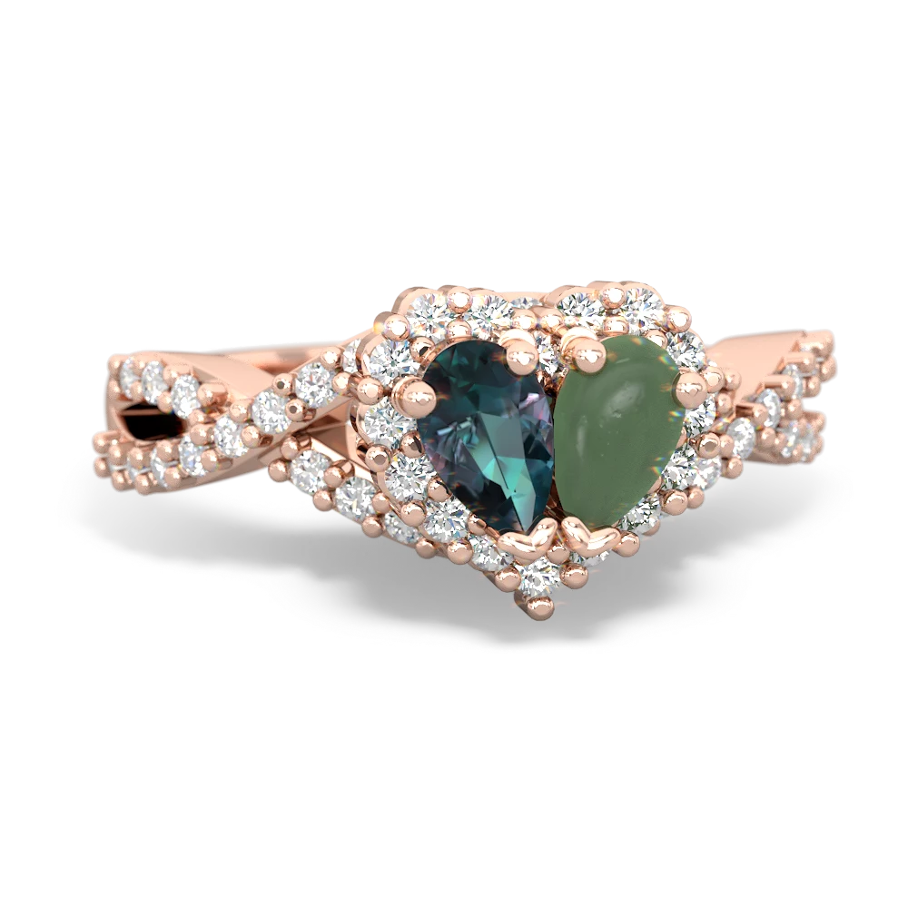 Alexandrite Diamond Twist 'One Heart' 14K Rose Gold ring R2640HRT