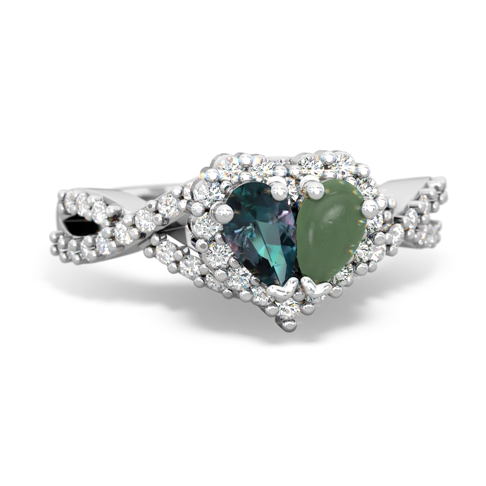 Alexandrite Diamond Twist 'One Heart' 14K White Gold ring R2640HRT